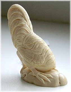 японская антикварная нецке  Петух, слоновая кость.
