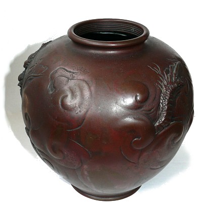 японская антикварная бронзовая ваза эпохи Мэйдзи