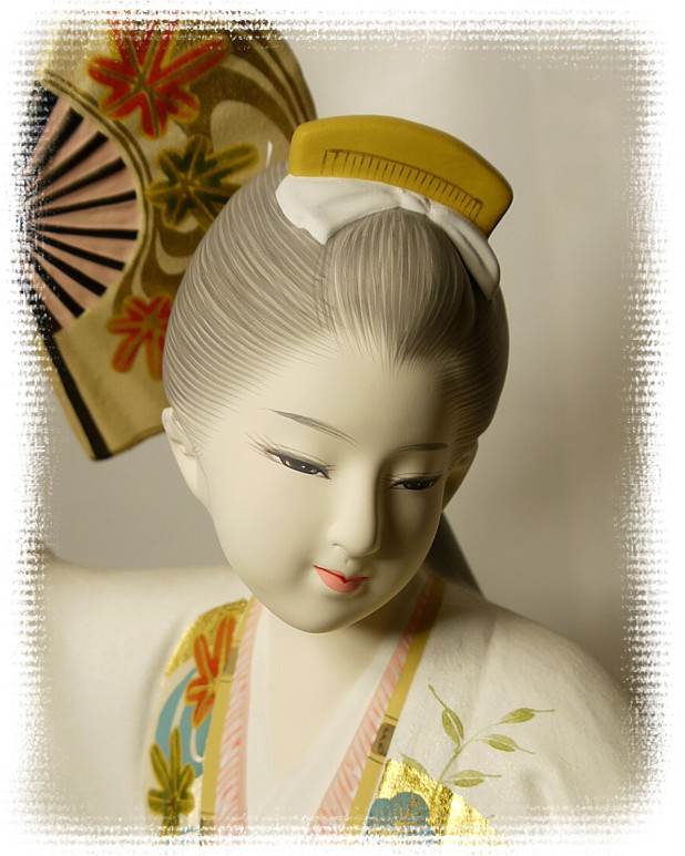 японская статуэтка Танцовщица с веером, керамика, Хаката, 1960-е гг.