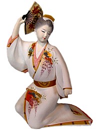 японская статуэтка из керамики Танцовшица с веером, 1960-е гг.