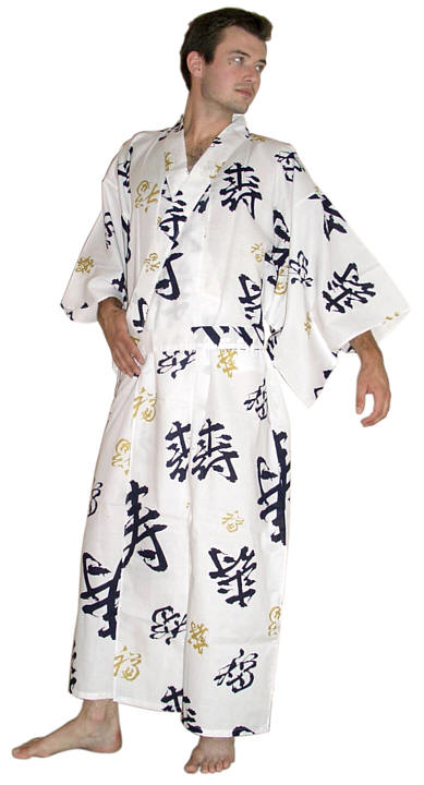японское традиционное кимоно КАНДЖИ, белое