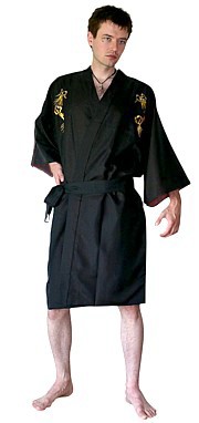 мужской короткий халат-кимоно с вышивкой