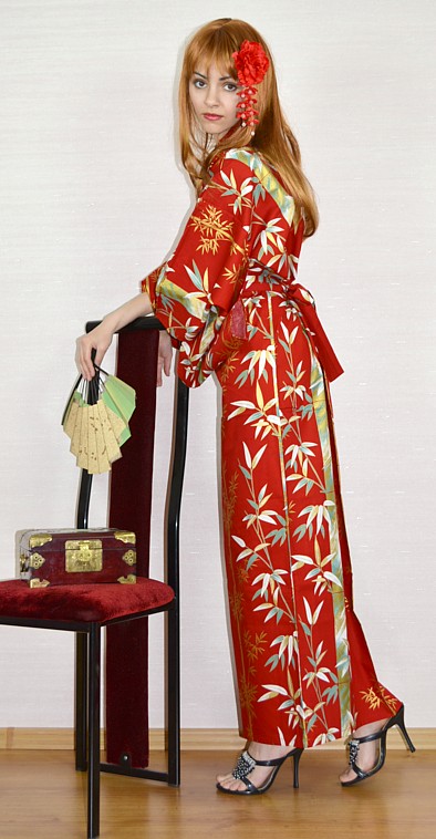 халат кимоно ЗОЛОТОЙ БАМБУК, хлопок 100%, сделано в Японии