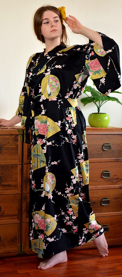 женский халат в японском стиле, хлопок, сделано в Японии