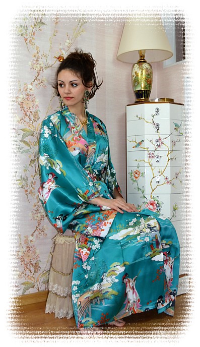 японское шелковое кимоно ЭДОГАВА - элегантная женская одежда для дома