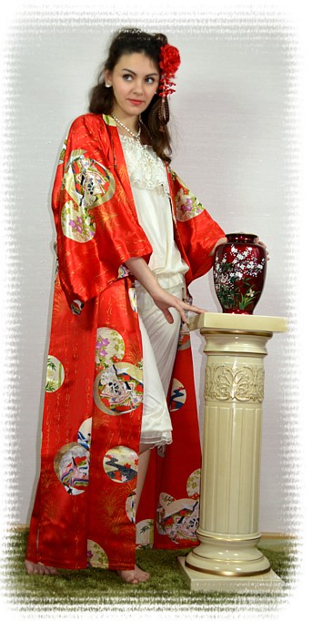 шелковый халат в японском стиле, сделано в Японии