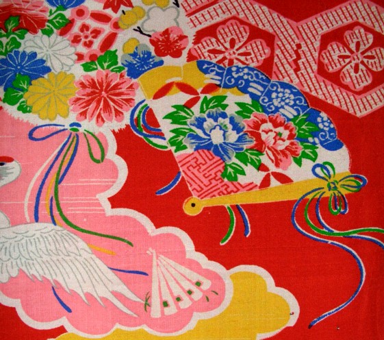 рисунок ткани японского традиционного шелкового кимоно