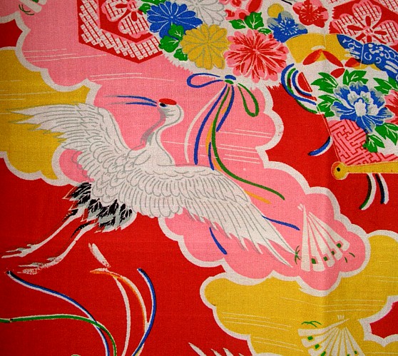 рисунок ткани японского традиционного шелкового кимоно