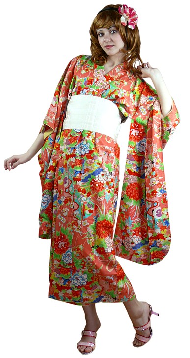 стиль винтаж, японское кимоно