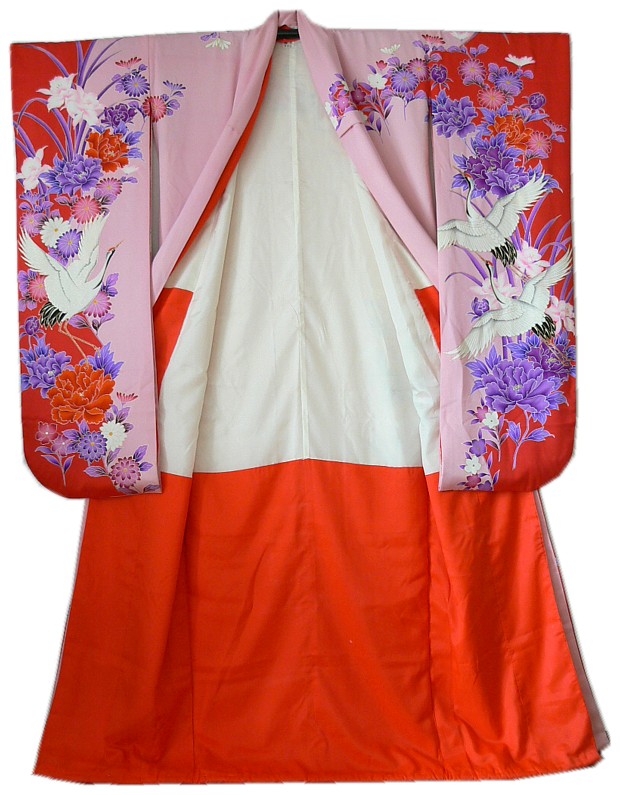 японское кимоно невесты, шелк, винтаж